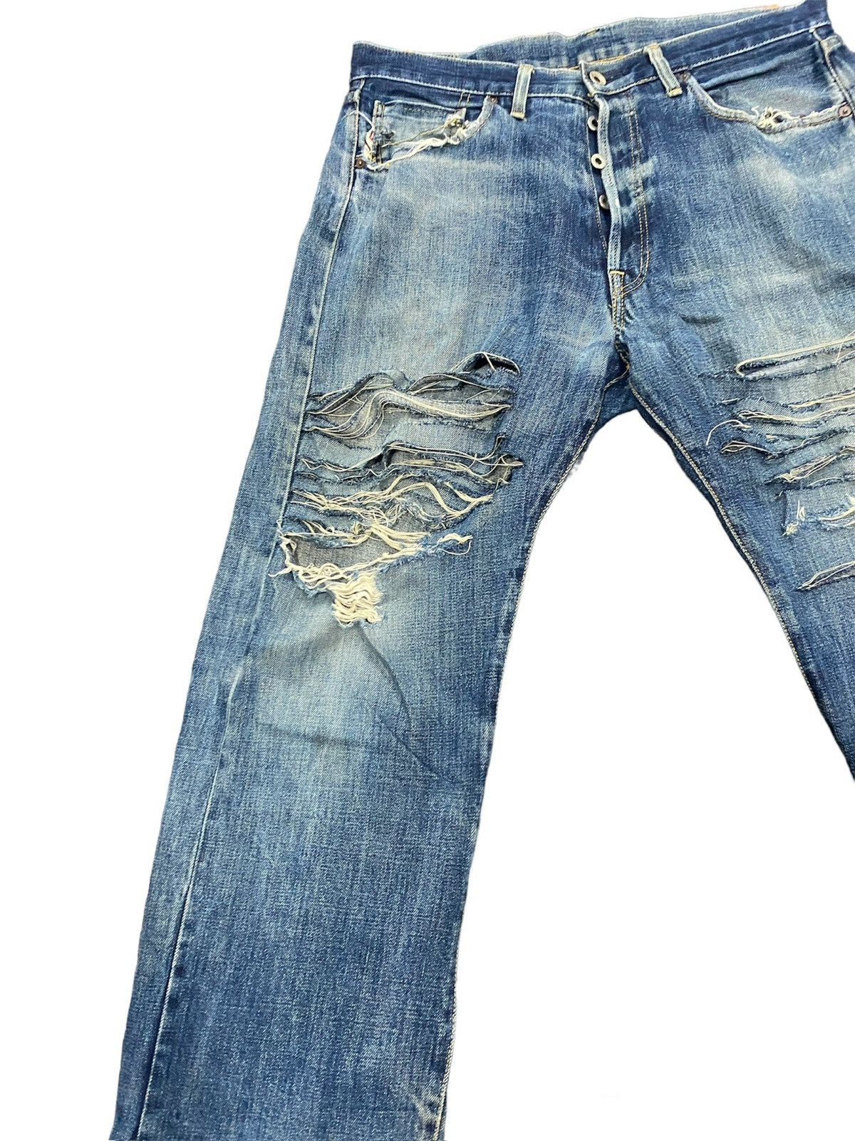 Japanese Brand SUPER DESTROYED JAPAN BRAND BUTTON FLY SELVEDGE DENIM Size US 34 / EU 50 - 2 Thumbnail