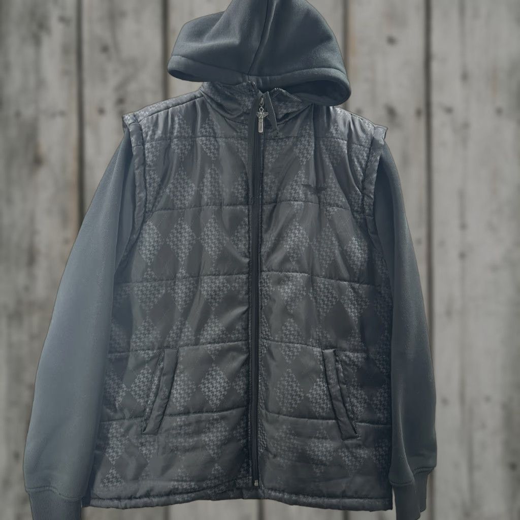 Avirex AVIREX Jacket Mens L Black Quilted Puffer Coat Full Zip Vintage Style 90s Preppy Retro Stand-Up Collar Mid-Length 48 in Chest Mens Size US L / EU 52-54 / 3 - 1 Thumbnail