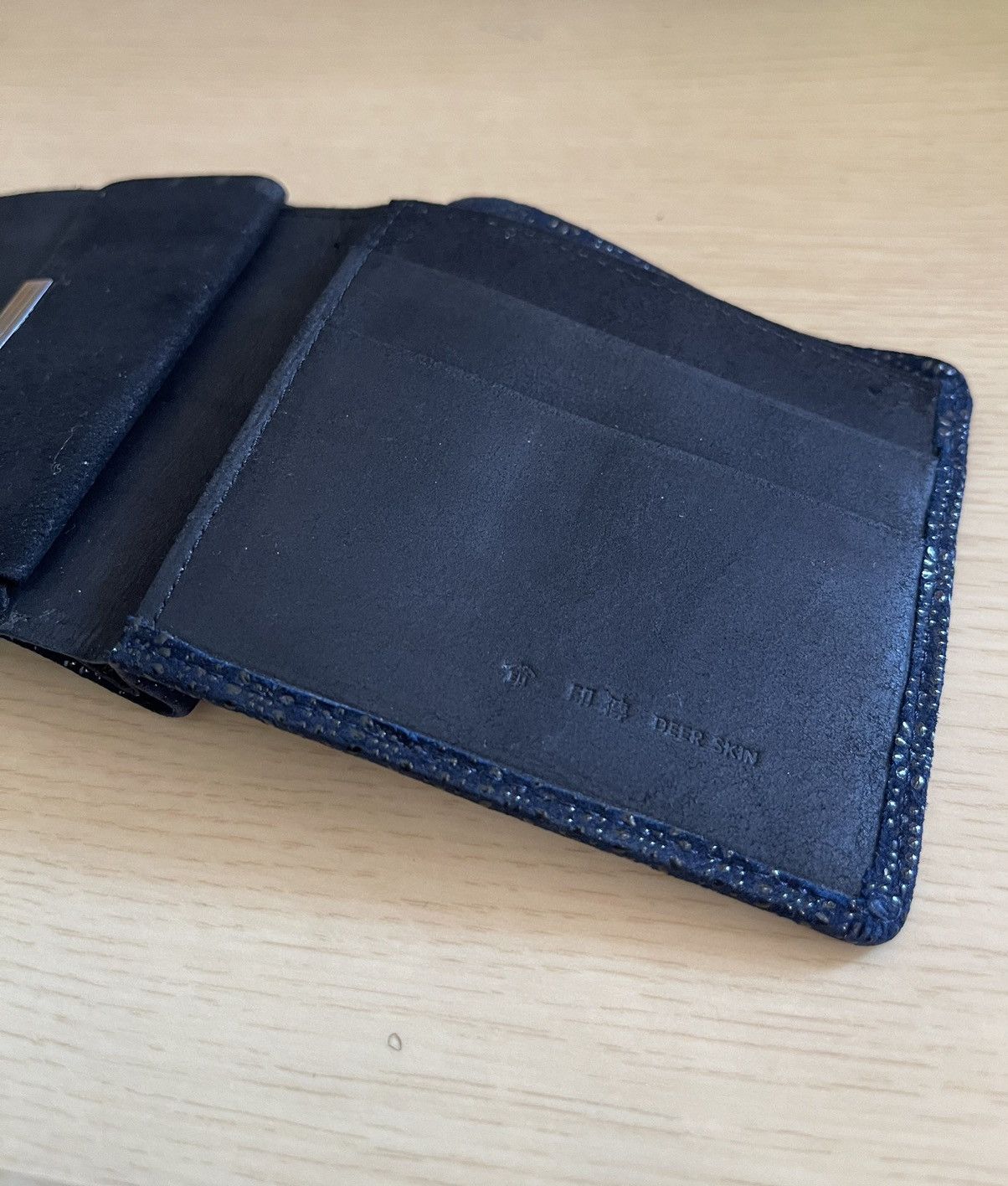 Genuine Leather × Japanese Brand Inden Ya Leather Wallet Bifold Deer Skin Indigo Size ONE SIZE - 6 Thumbnail
