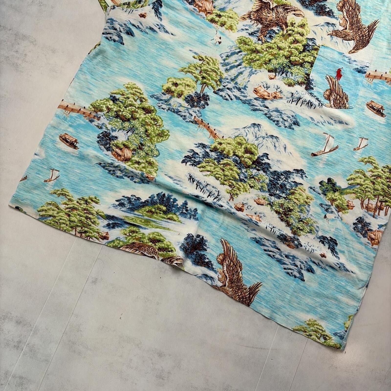 Polo Ralph Lauren Y2K Polo Ralph Lauren Japanese Seascape Pocket T-Shirt Size US XL / EU 56 / 4 - 4 Thumbnail