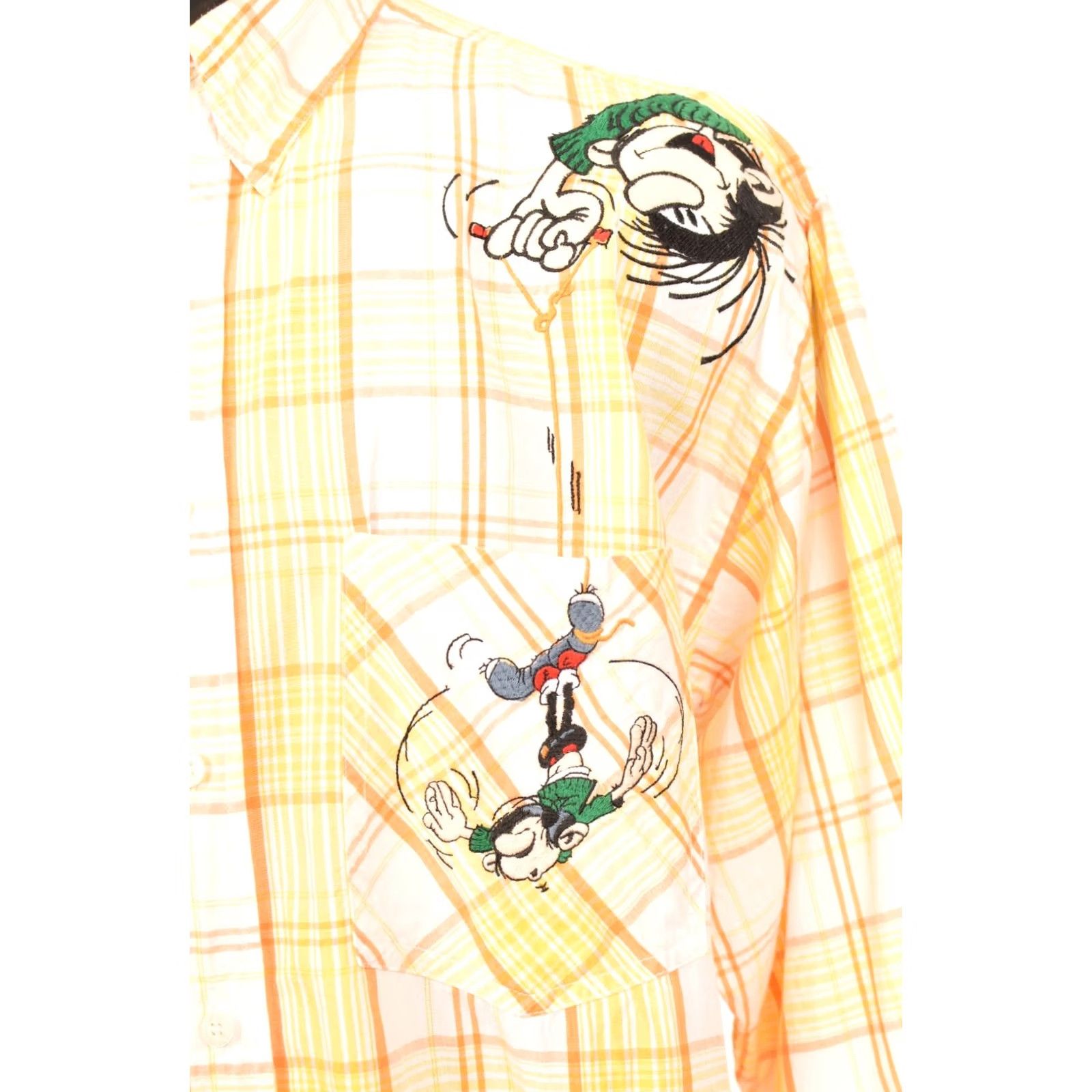Vintage VINTAGE Gaston Lagaffe Button-Up Shirt, Yellow Check, Size M, 1997, DDP, Long Sleeve, 100% Cotton, Mens Size US M / EU 48-50 / 2 - 2 Thumbnail