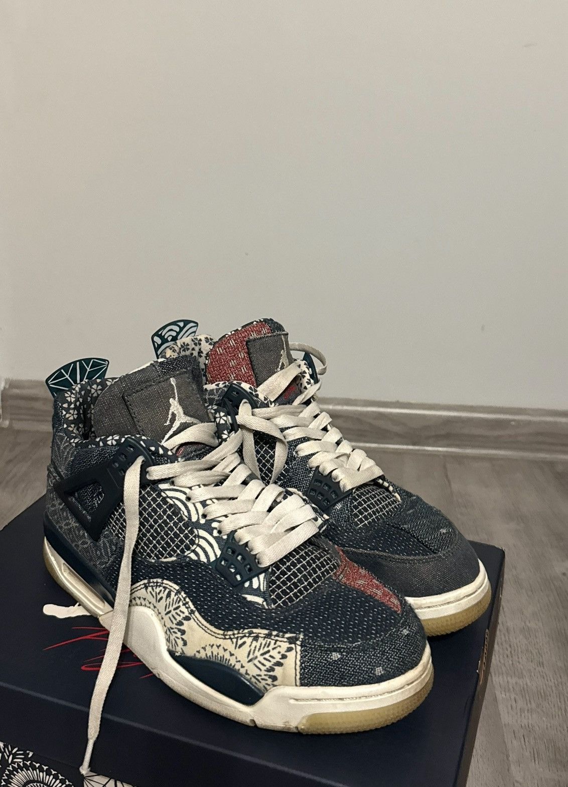 Nike Air Jordan 4 Retro SE Sashiko Deep Ocean Denim Bandana Size US 8 / EU 41 - 3 Thumbnail