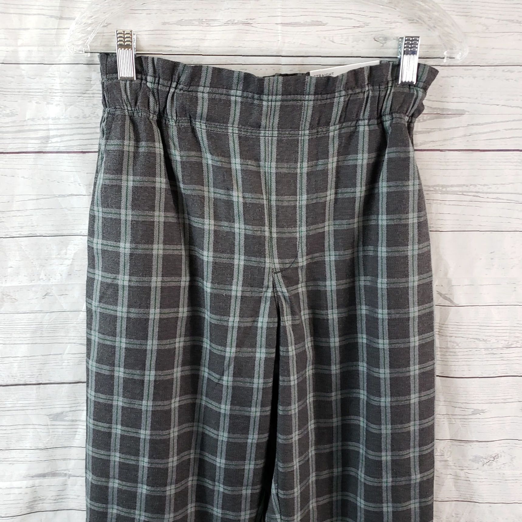 Ann Taylor VINTAGE: Ann Taylor LOFT Womens High Rise Straight Pants Sz Small Gray Green Plaid Size 28" / US 6 / IT 42 - 2 Thumbnail