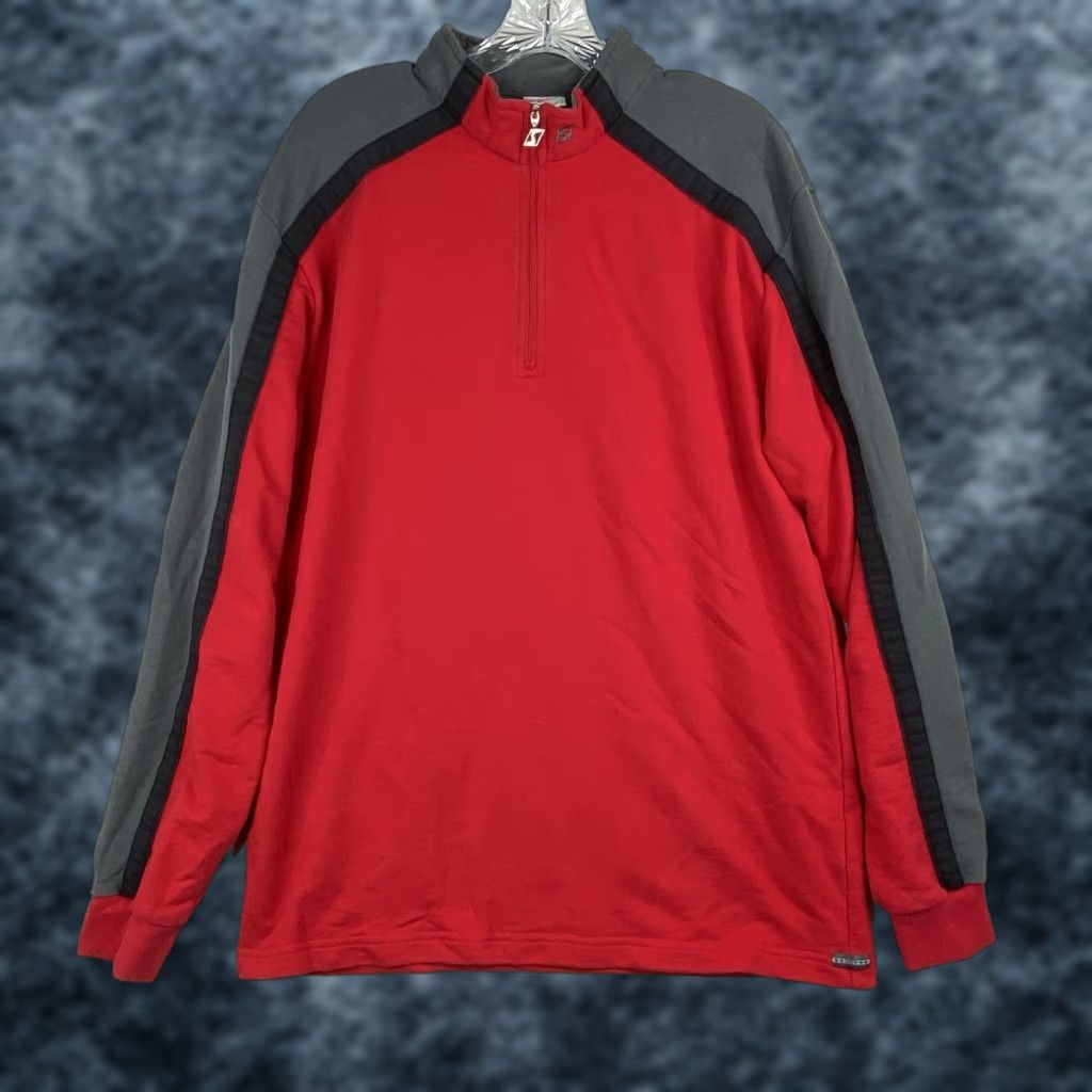 Odlo Odlo Mens Hoodie Pullover 1/4 Zip Long Sleeve Red Fleece Cotton Blend Sweatshirt L Size US L / EU 52-54 / 3 - 1 Thumbnail