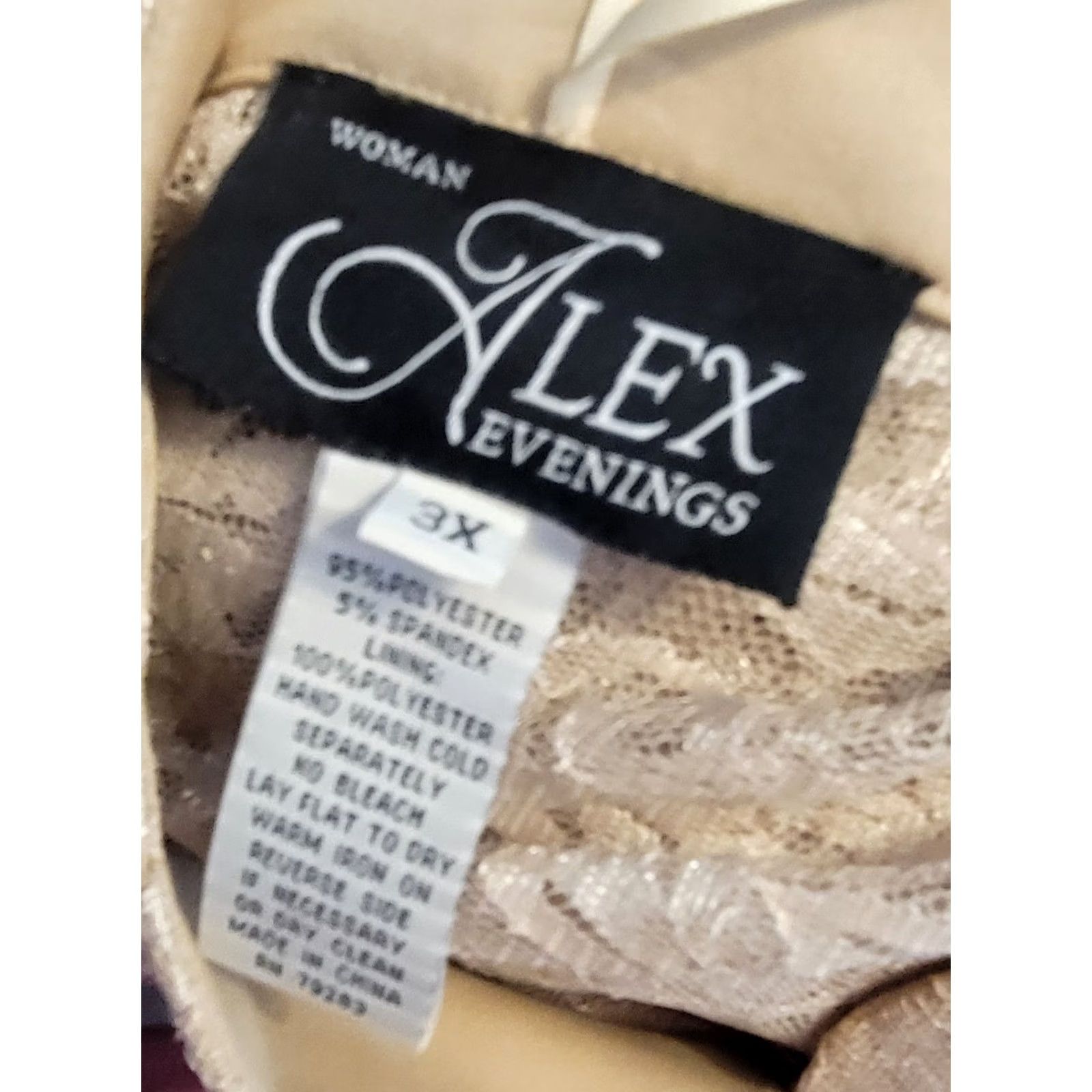 Alex Evenings VINTAGE 90s Alex Evenings Champagne Sparkle Lace 2 Pc Layered Top Jacket 3X Size XXL / US 16-18 / IT 52-54 - 4 Thumbnail