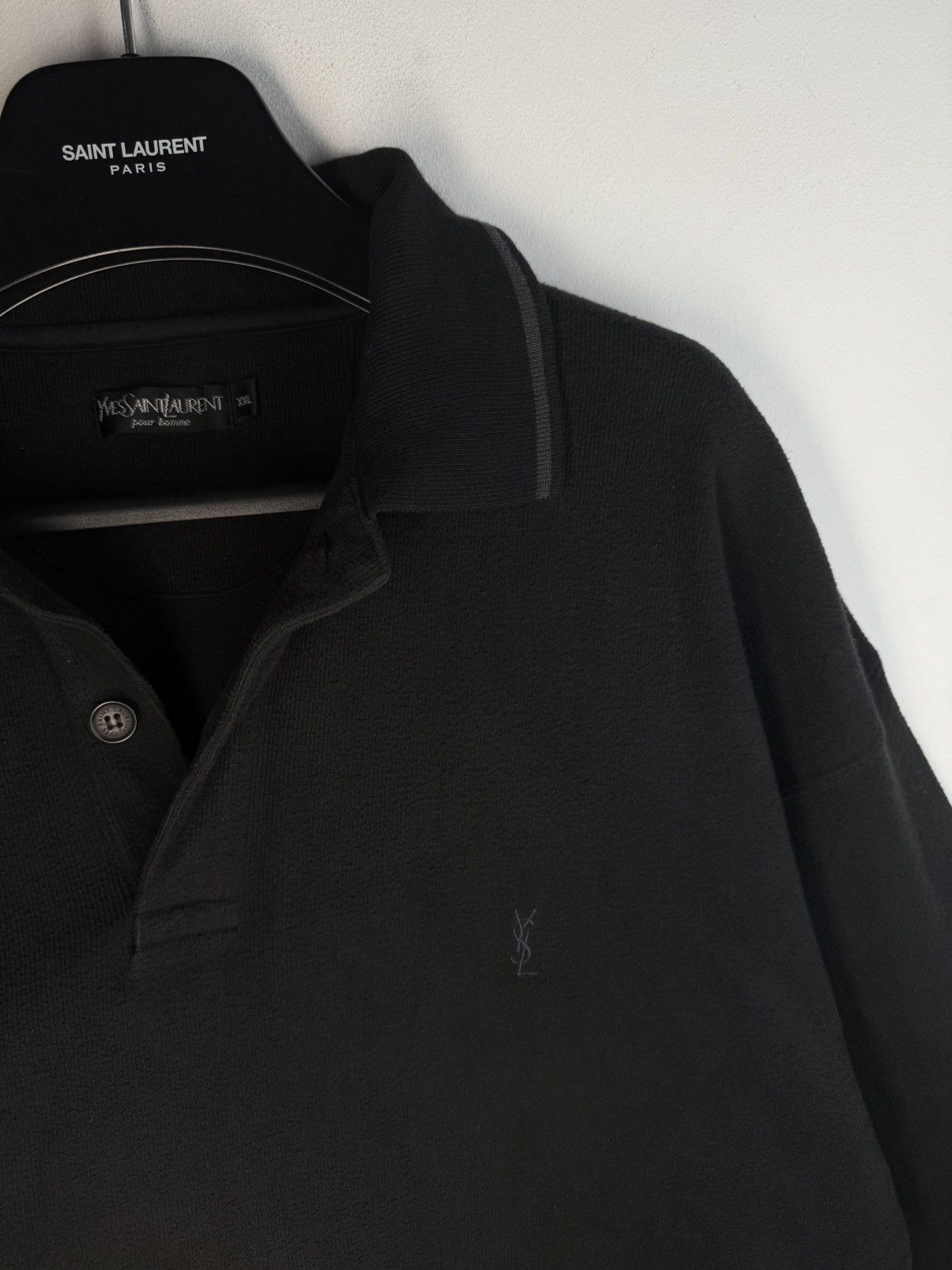 Yves Saint Laurent 90s YSL Sweatshirt 1/4 Black Vintage Quarter Zip Sweater Size US XXL / EU 58 / 5 - 1 Thumbnail