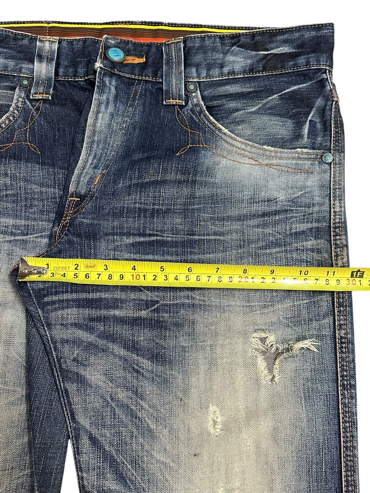 Edwin Vintage Edwin Blue Trip Faded Wash Distressed Bootcut Jeans Size US 34 / EU 50 - 15 Thumbnail