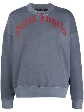 Palm Angels Palm Angels Grey Logo Crewneck Sweatshirt (Oversized Fit) Size US L / EU 52-54 / 3 - 1 Thumbnail