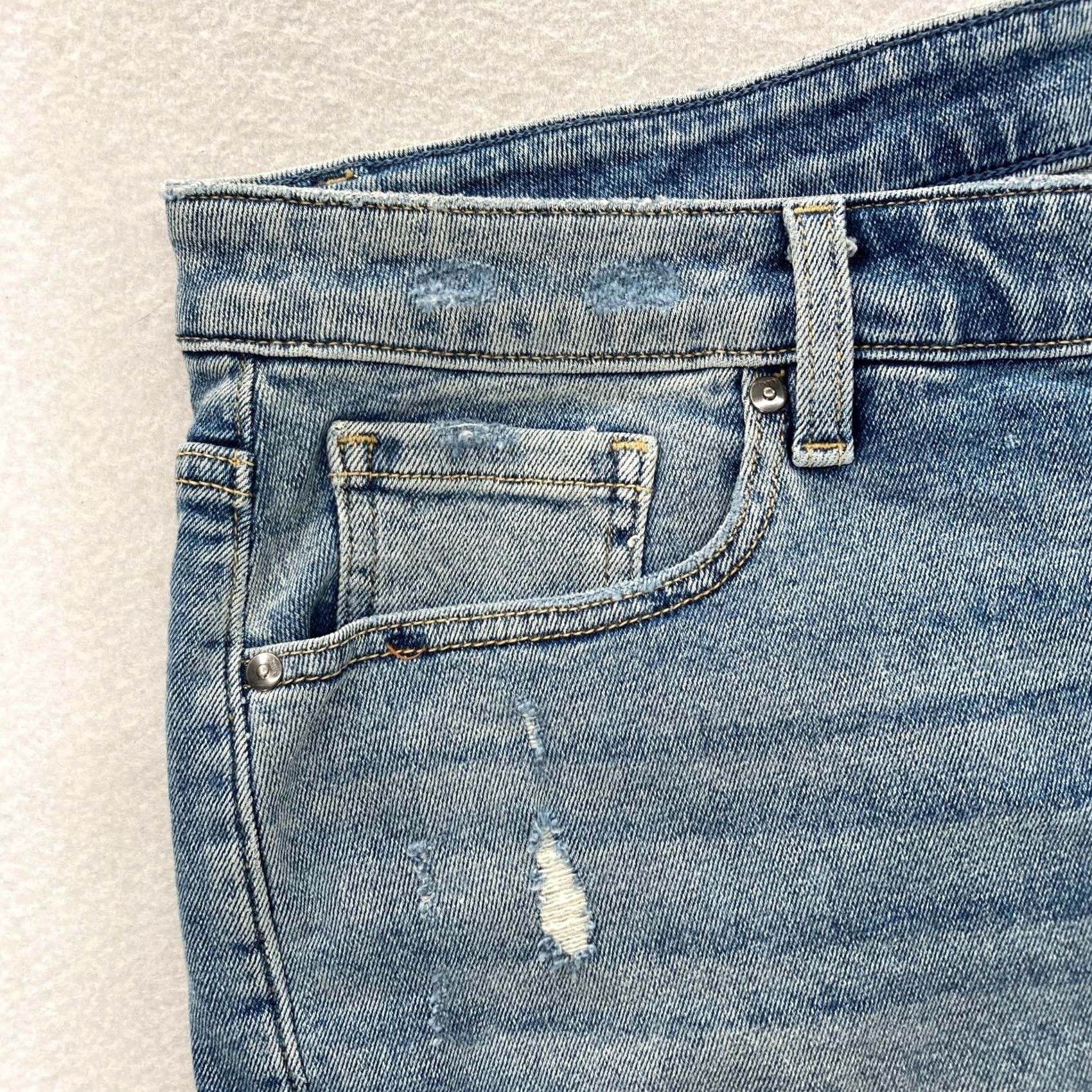 Vintage Lane Bryant Girlfriend Jean Shorts Women's 22 Blue Stretch Denim Magic Waistband Size 40" / US 18 - 4 Thumbnail