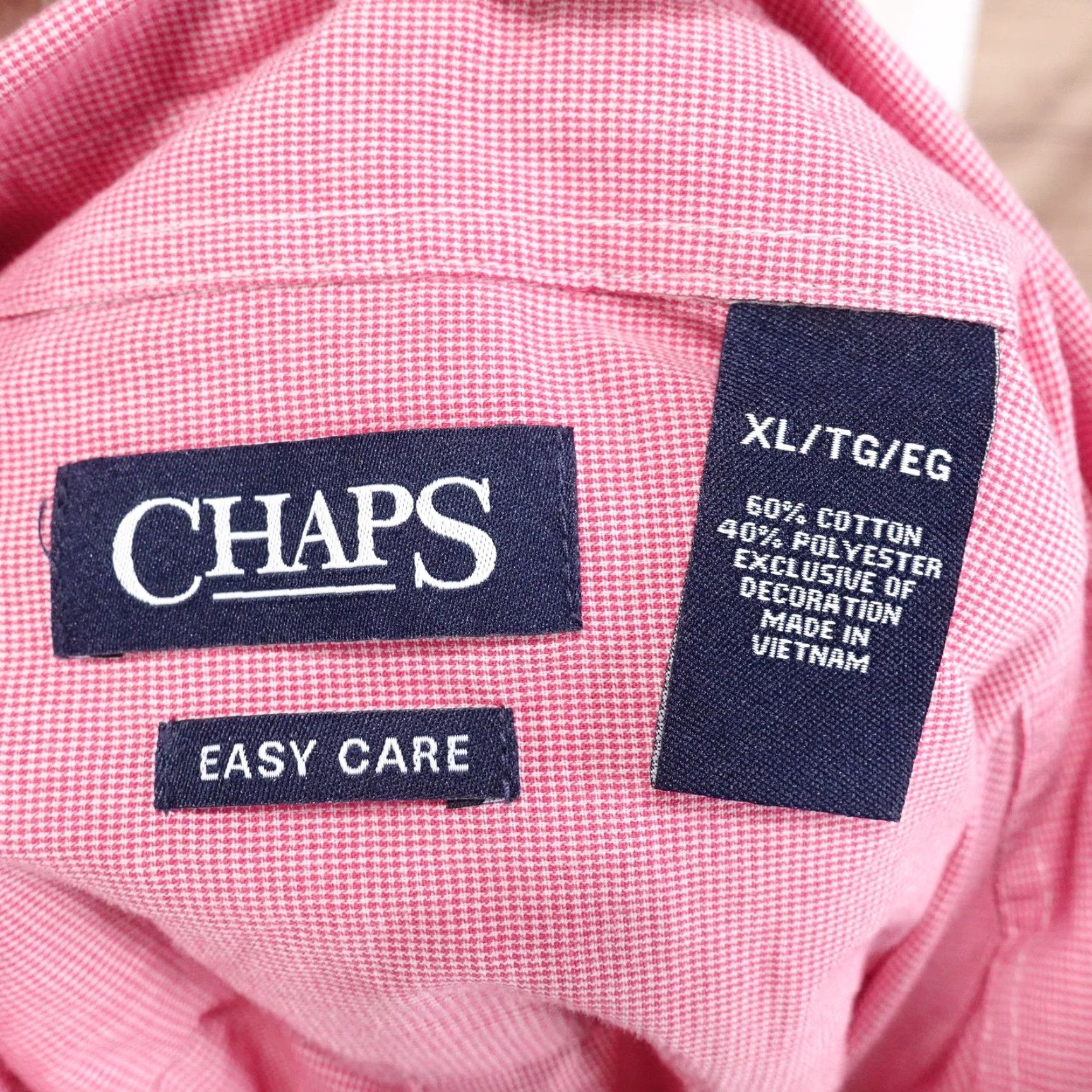 Chaps Chaps Shirt Mens XL Pink Check Short Sleeve Button Front Easy Care Casual Size US XL / EU 56 / 4 - 6 Thumbnail