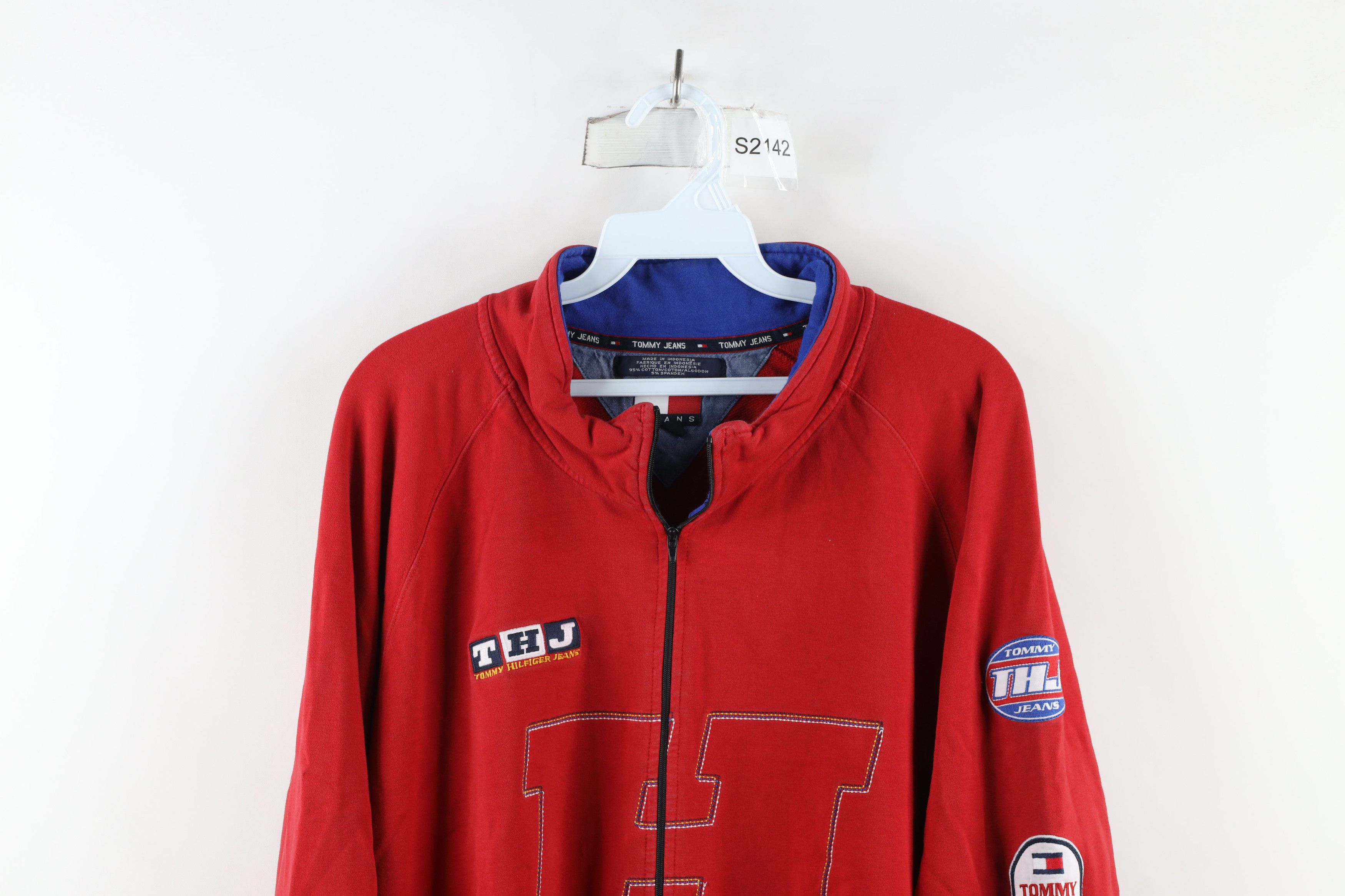 Tommy Hilfiger × Vintage Vintage 90s Tommy Hilfiger Out Big Logo Half Zip Sweater Size US XXL / EU 58 / 5 - 2 Thumbnail