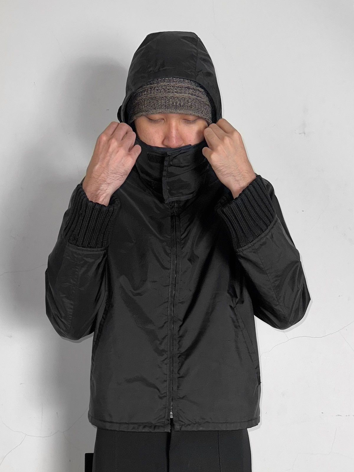 Miu Miu FW1999 Nylon Ribbed Wool Hooded Tech Jacket Size US M / EU 48-50 / 2 - 1 Thumbnail