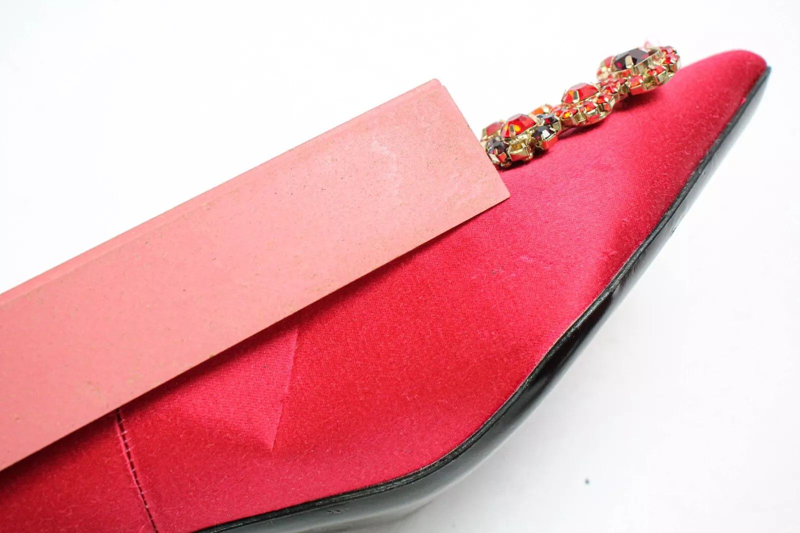Roger Vivier ROGER VIVIER Women's EU 38 Crystal Flower Red Satin Heels Size US 8 / IT 38 - 14 Thumbnail