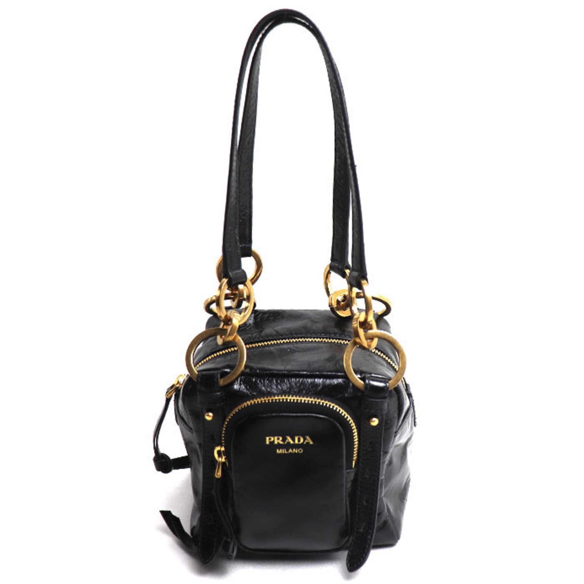 Prada PRADA Dangle Handbag, Black, 1BB137 2CYR F0002, Women's Size ONE SIZE - 1 Thumbnail