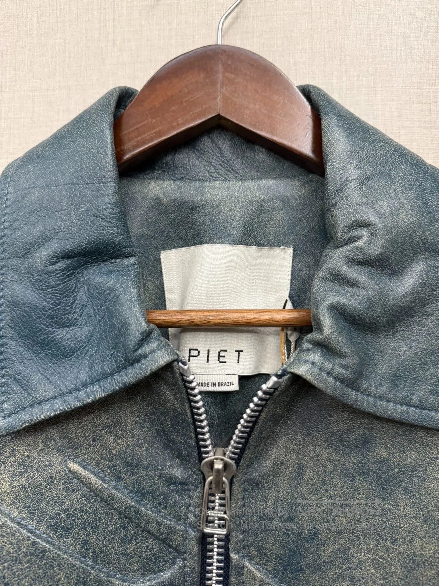 PIET Blue Leather Jacket with Star Design - Size L. Size US L / EU 52-54 / 3 - 4 Thumbnail