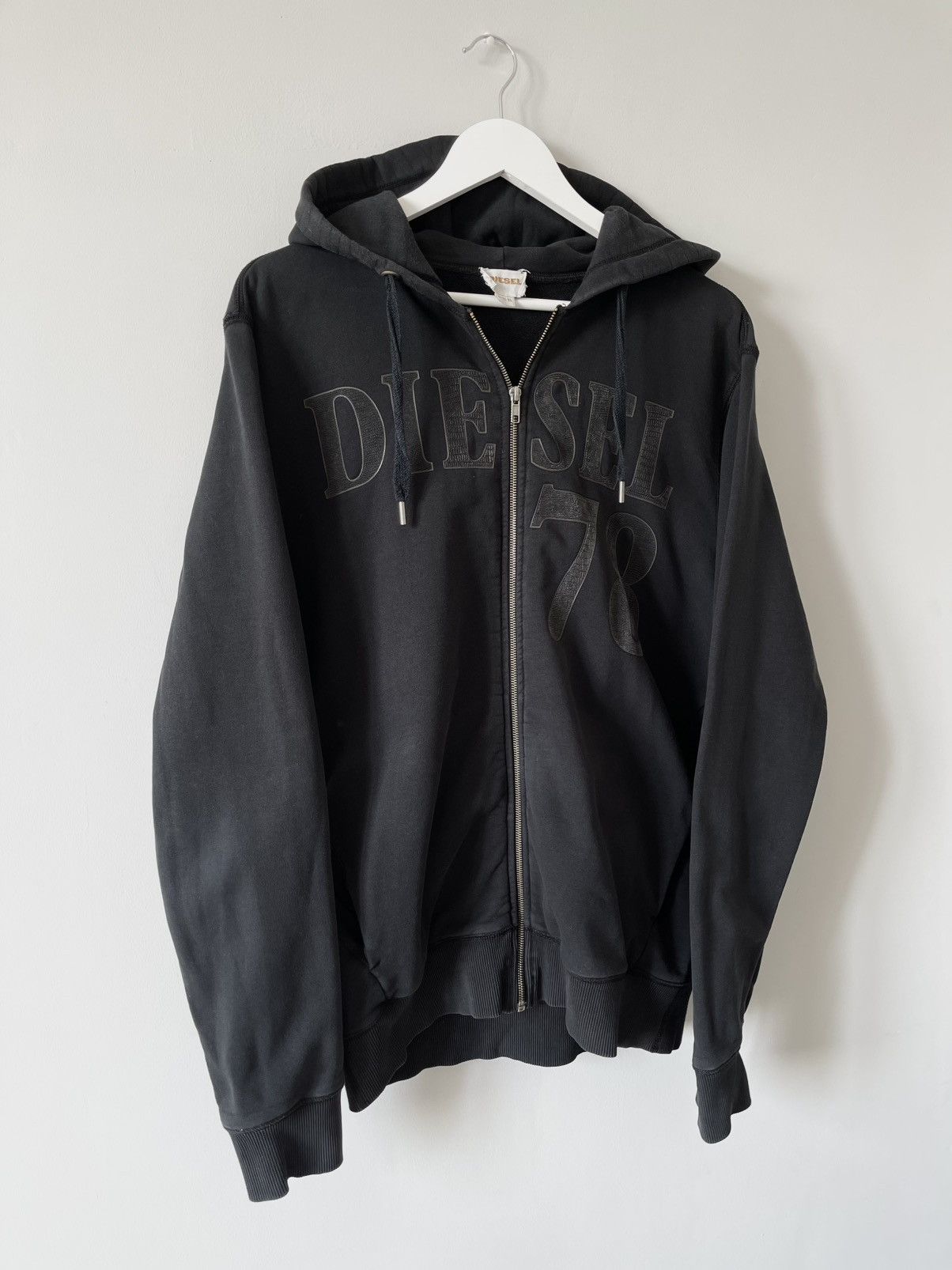 Diesel Vintage DIESEL 78 Big Logo Washed Y2k Punk Zip Up Hoodie Size US XL / EU 56 / 4 - 4 Thumbnail