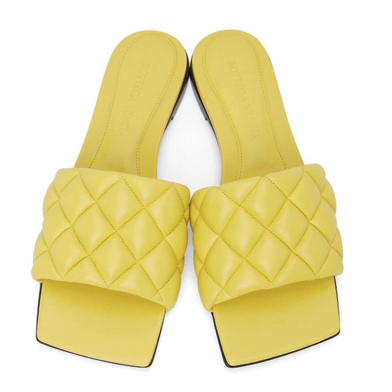 Bottega Veneta Bottega Veneta The Padded Flat Slides Pear Yellow Quilted Size US 6 / IT 36 - 6 Thumbnail
