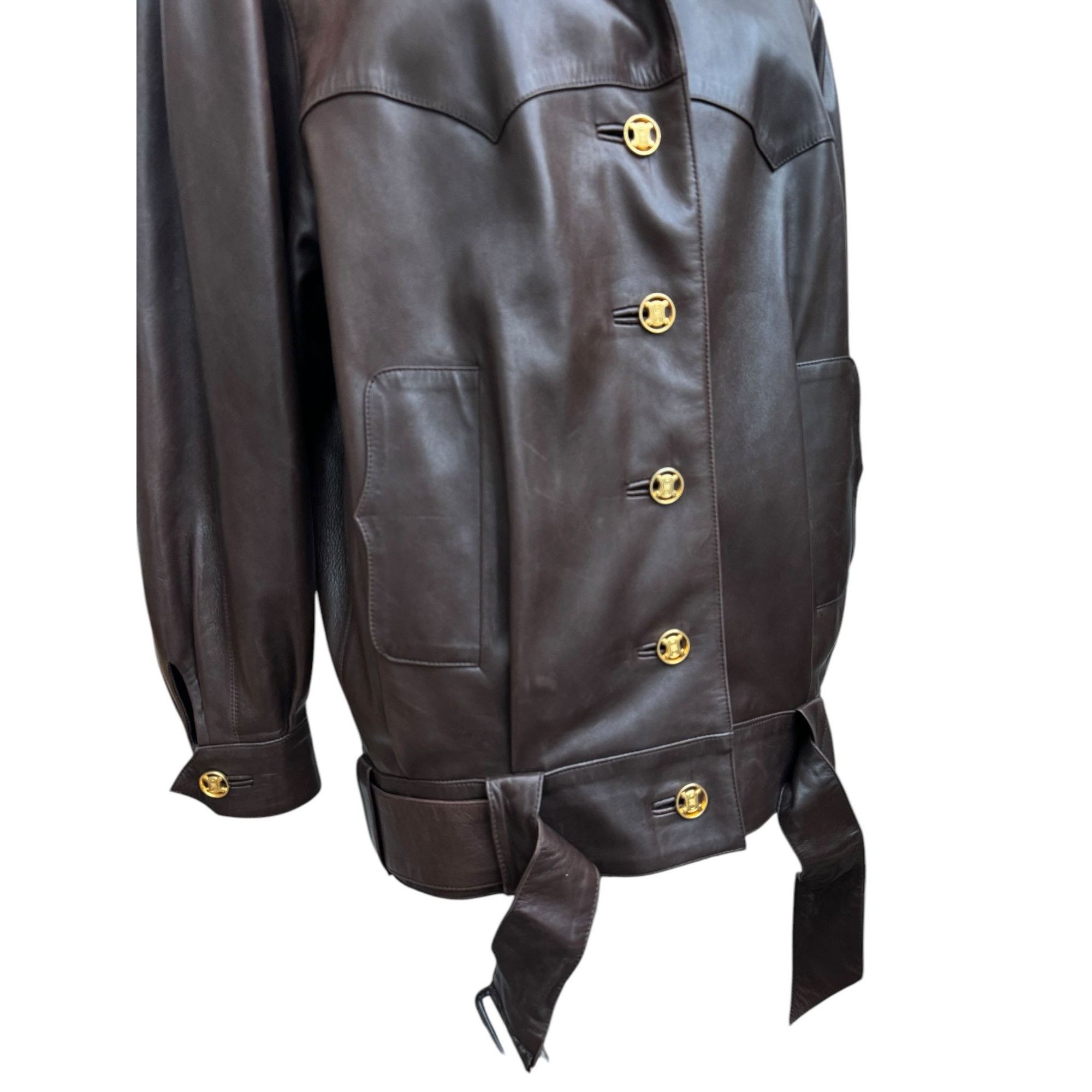 Hermes Brown Leather Belted Jacket Size L / US 10 / IT 46 - 6 Thumbnail