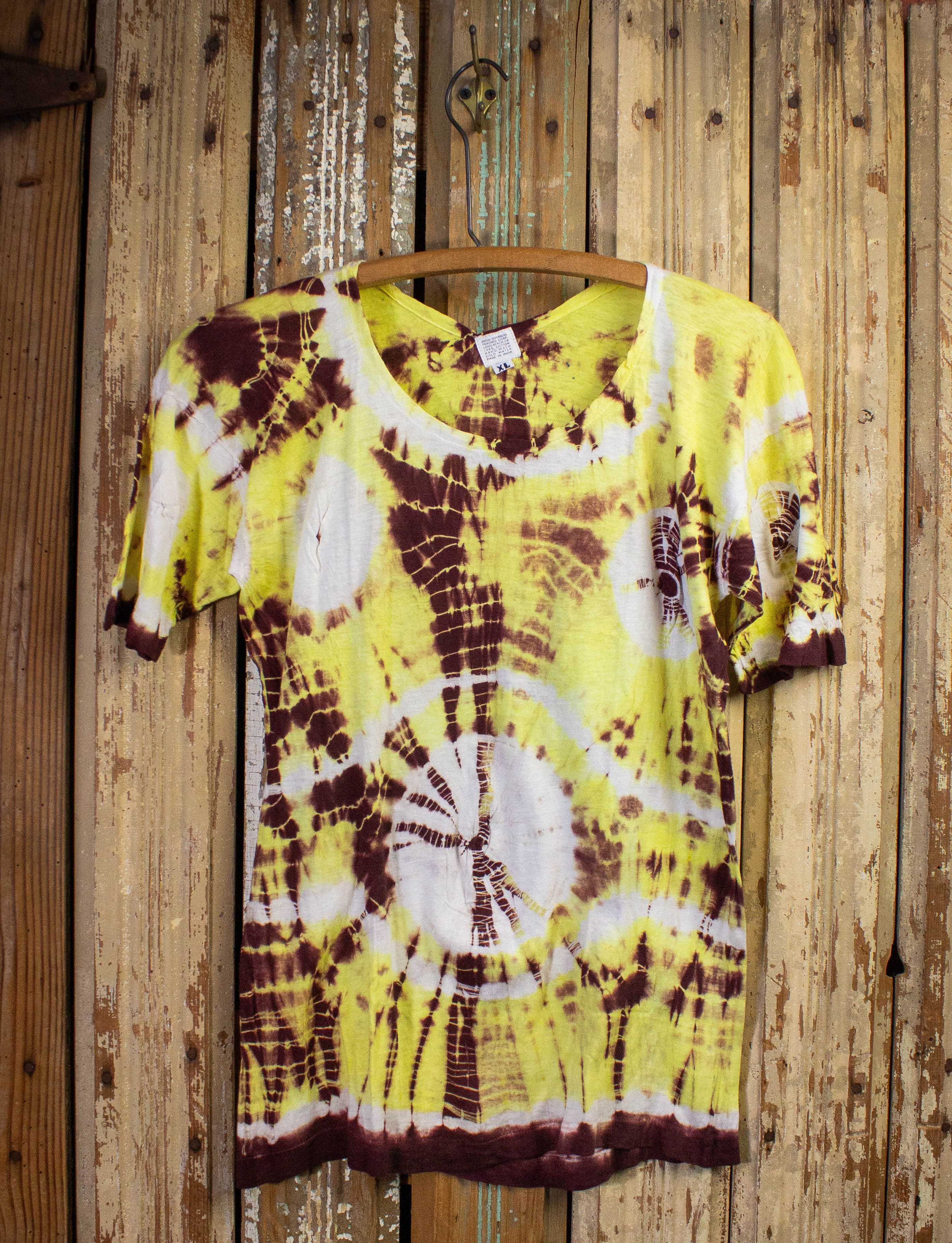 image of Vintage Yellow And Brown Tie Dye Shirt 70S, Men's (Size Small)