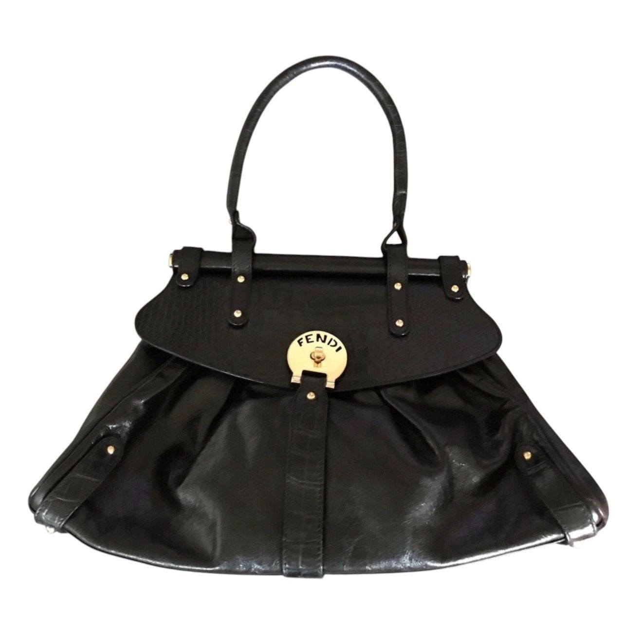 Fendi Fendi Crocodile-Trimmed Magic Bag Black Size ONE SIZE - 1 Thumbnail
