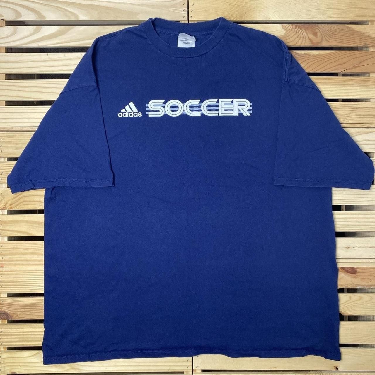 Adidas Vintage Adidas Navy Blue Soccer Tee Size 2XL Size US XXL / EU 58 / 5 - 1 Thumbnail