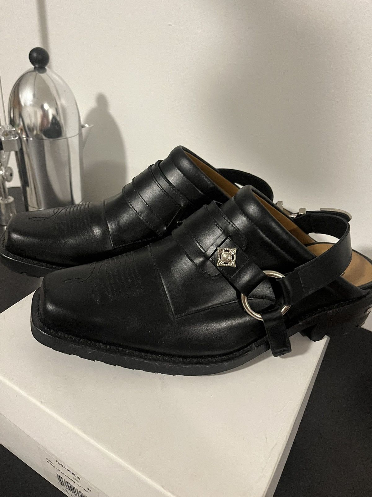 Toga Toga virilis black Leather Western Mules | Grailed