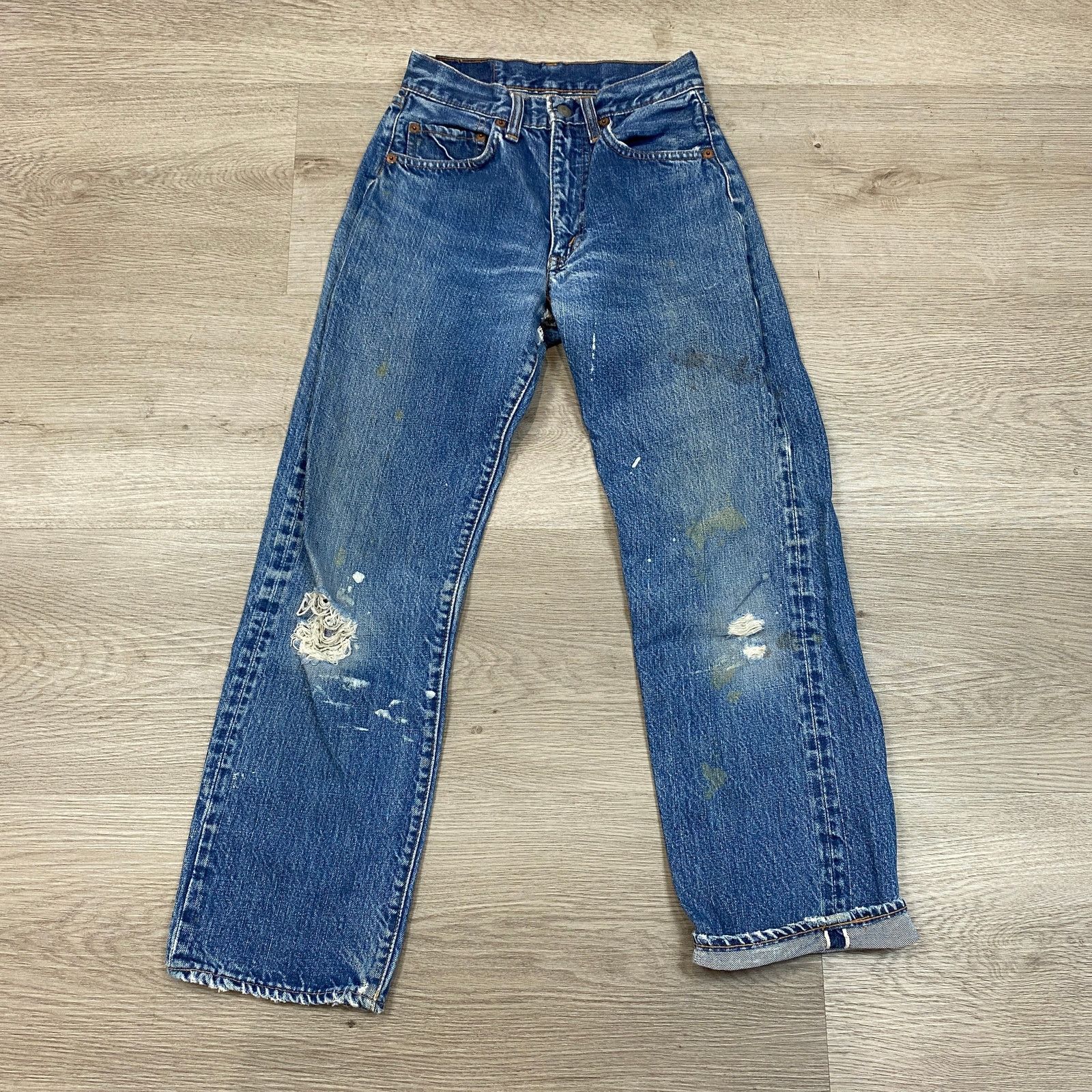Levi's × Vintage VTG 70s Levi's 505 Redline Selvedge Talon 42 Jeans 22x26 Size 22" - 4 Thumbnail