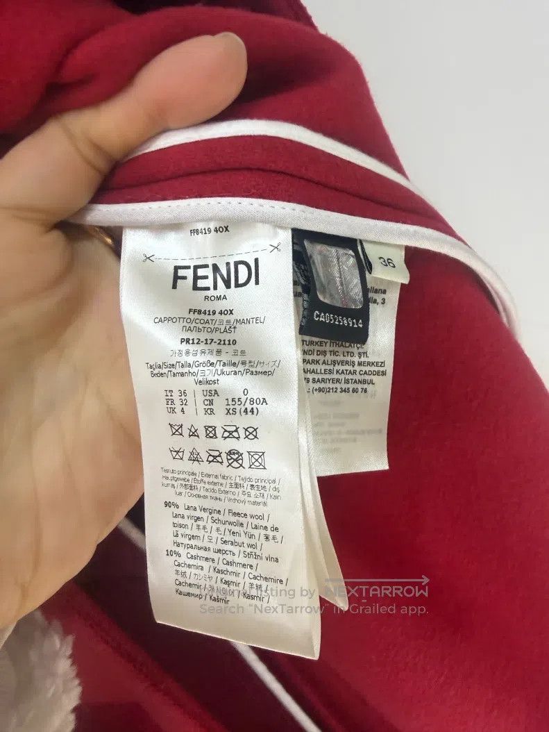 Fendi Fendi Crimson Red Mink Fur Collar Wool Cashmere Coat Size XXS / US 00 / IT 34 - 6 Thumbnail