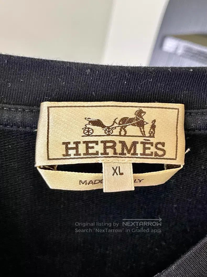 Hermes Hermes Leather Pattern Appliqué Round Neck Loose T-Shirt, Size US XL / EU 56 / 4 - 4 Thumbnail