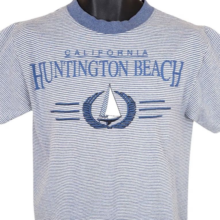 Vintage VINTAGE Huntington Beach T Shirt Mens Size Medium Blue 90s Sailing Made In USA Size US M / EU 48-50 / 2 - 2 Thumbnail