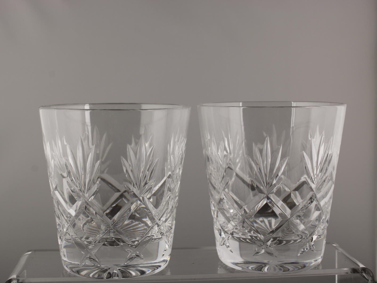 The Unbranded Brand Lead Crystal Cut Glass Set Of 2 Tumblers 4" Size ONE SIZE - 1 Thumbnail