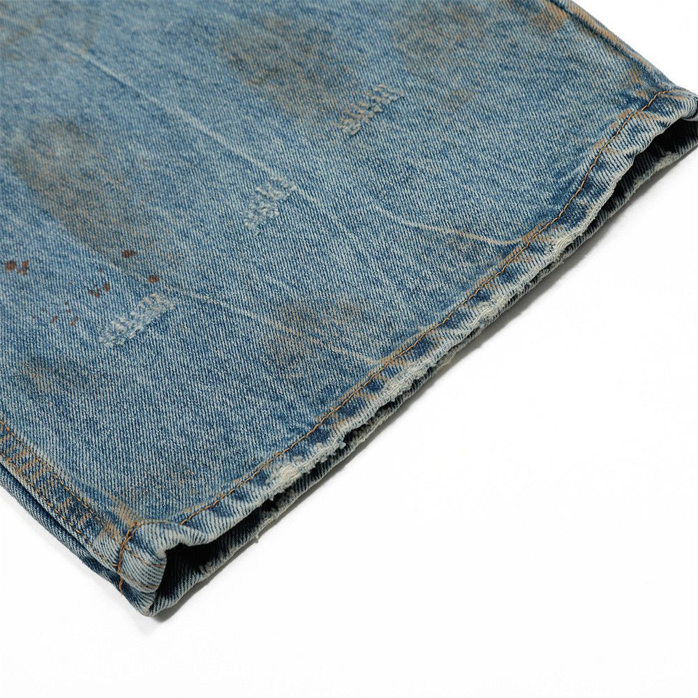 Vintage Punk men's high street washed distressed loose ripped jeans Size US 32 / EU 48 - 6 Thumbnail