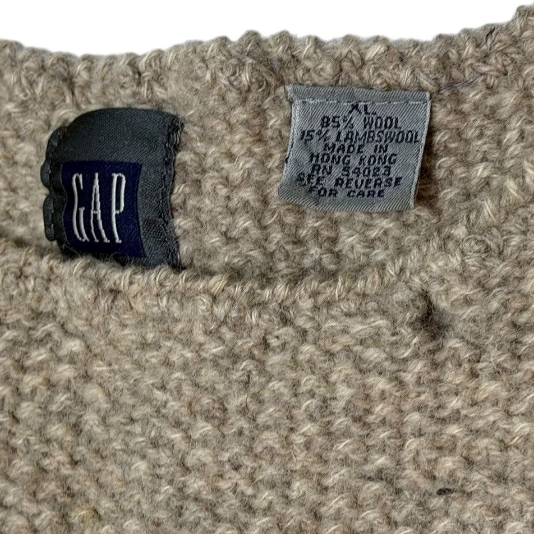 Gap Vintage 90s Gap Wool &Lambswool Patchwork Knit Sweater Beige Size US XL / EU 56 / 4 - 6 Thumbnail