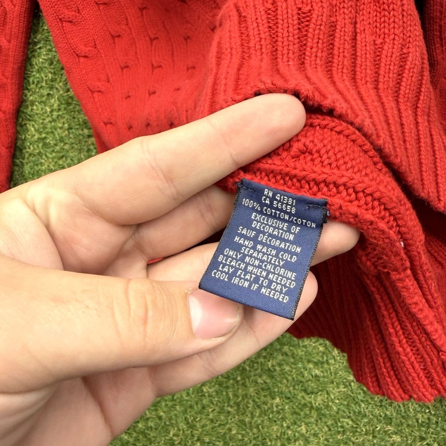 Polo Ralph Lauren Polo Ralph Lauren Sweater Polo Ralph Lauren Womens XL Red Cable Knit V-Neck 90s Vintage Pullover Shirt Womens Size XL / US 12-14 / IT 48-50 - 4 Thumbnail