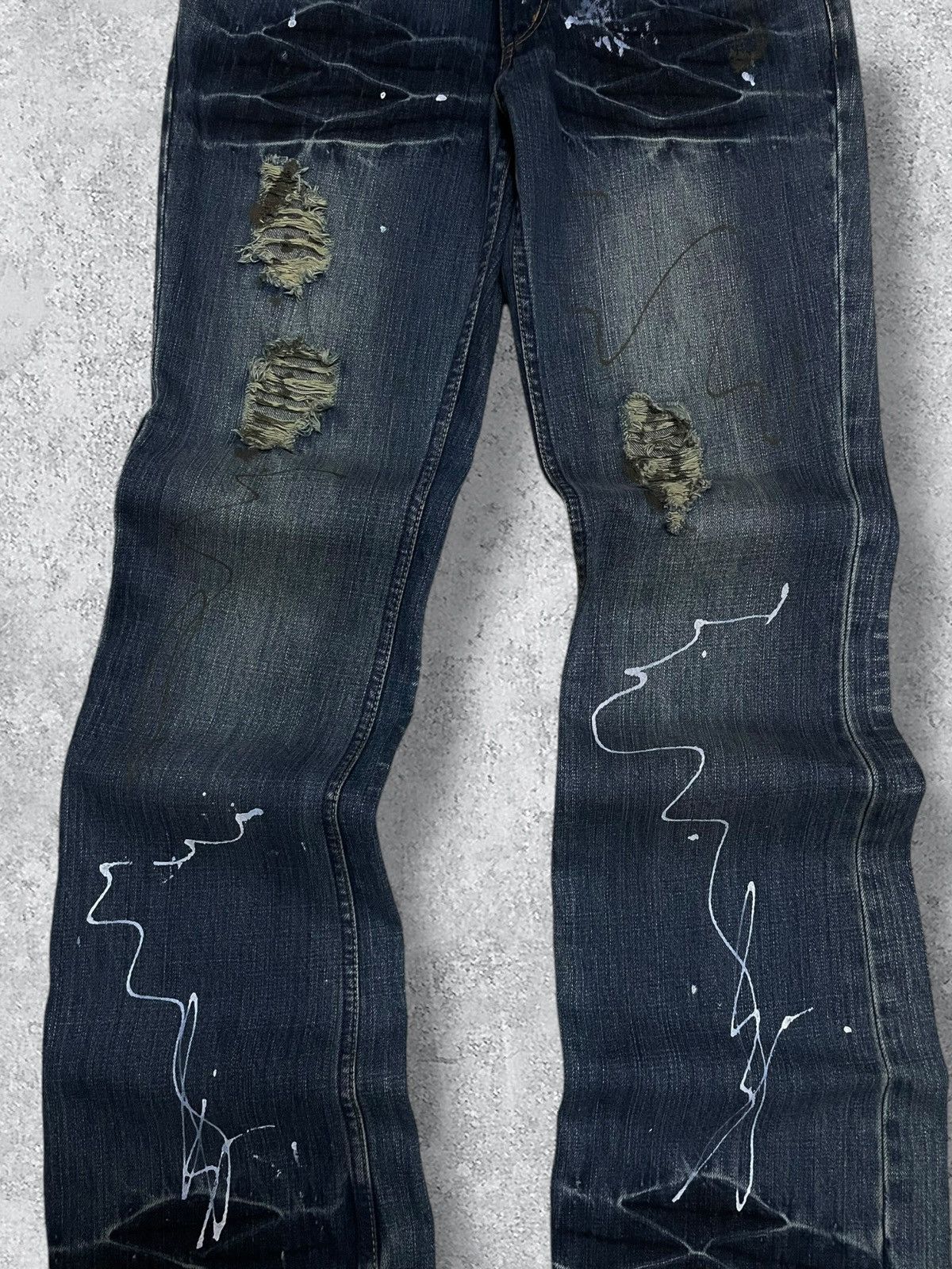 Japanese Brand Vintage 1990s Japan Designer Root Three Splash Flared Denim Size US 32 / EU 48 - 6 Thumbnail