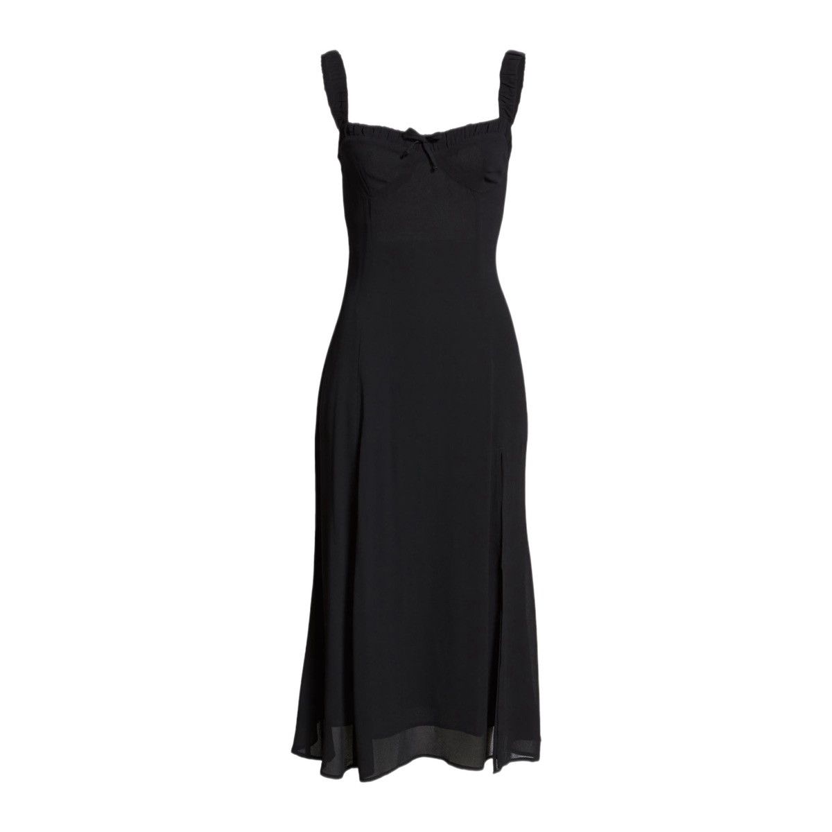 Reformation REFORMATION Peridot Side Slit Dress In Black size US4 Size S / US 4 / IT 40 - 1 Thumbnail
