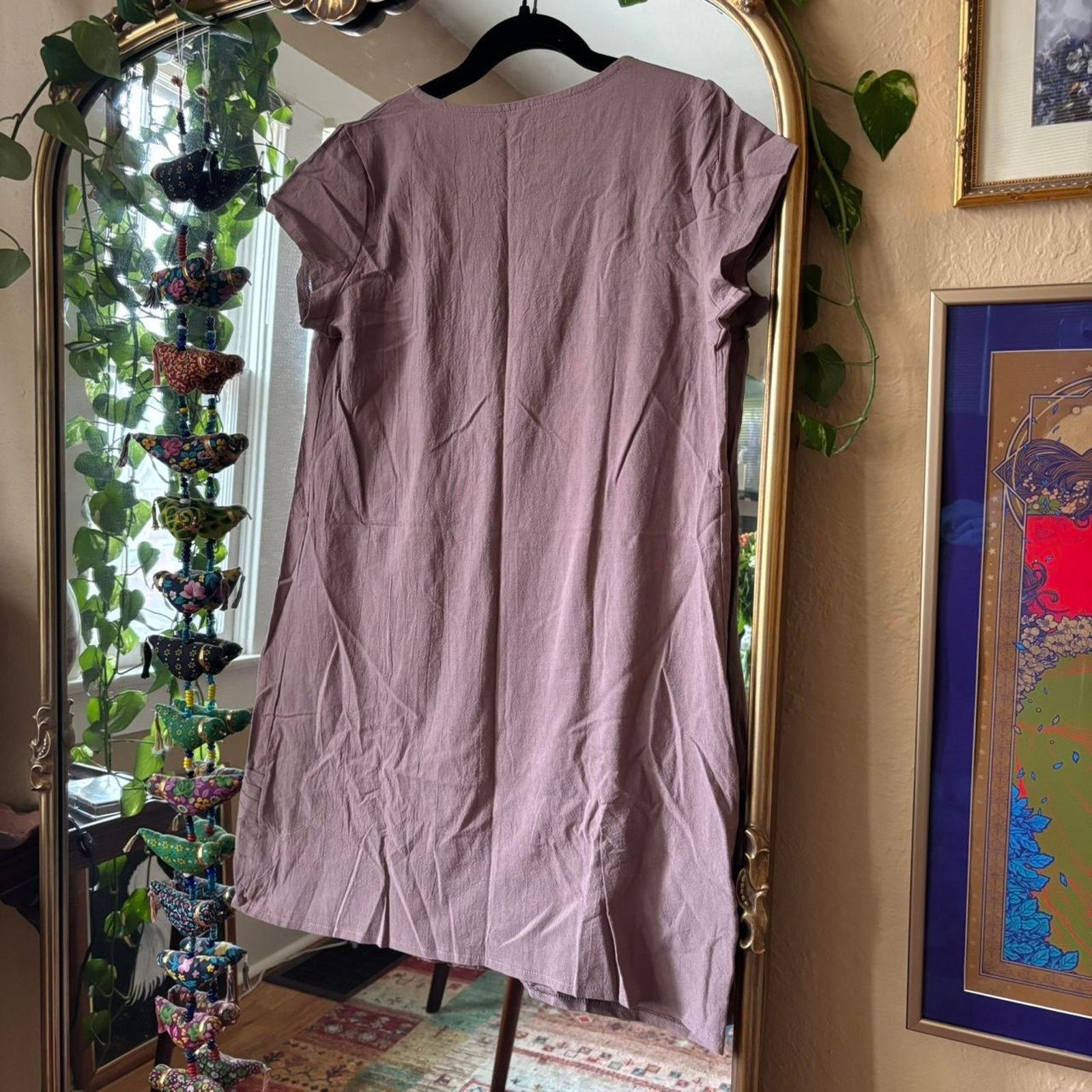 Other Brown Linen Simple Shift Dress Large Cottagecore Natural Size L / US 10 / IT 46 - 7 Thumbnail