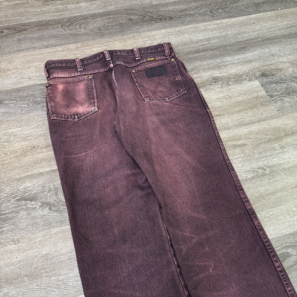 StraightFaded × Vintage × Wrangler Crazy Vintage 90s wrangler faded pink/black distressed jeans Size US 33 - 3 Thumbnail