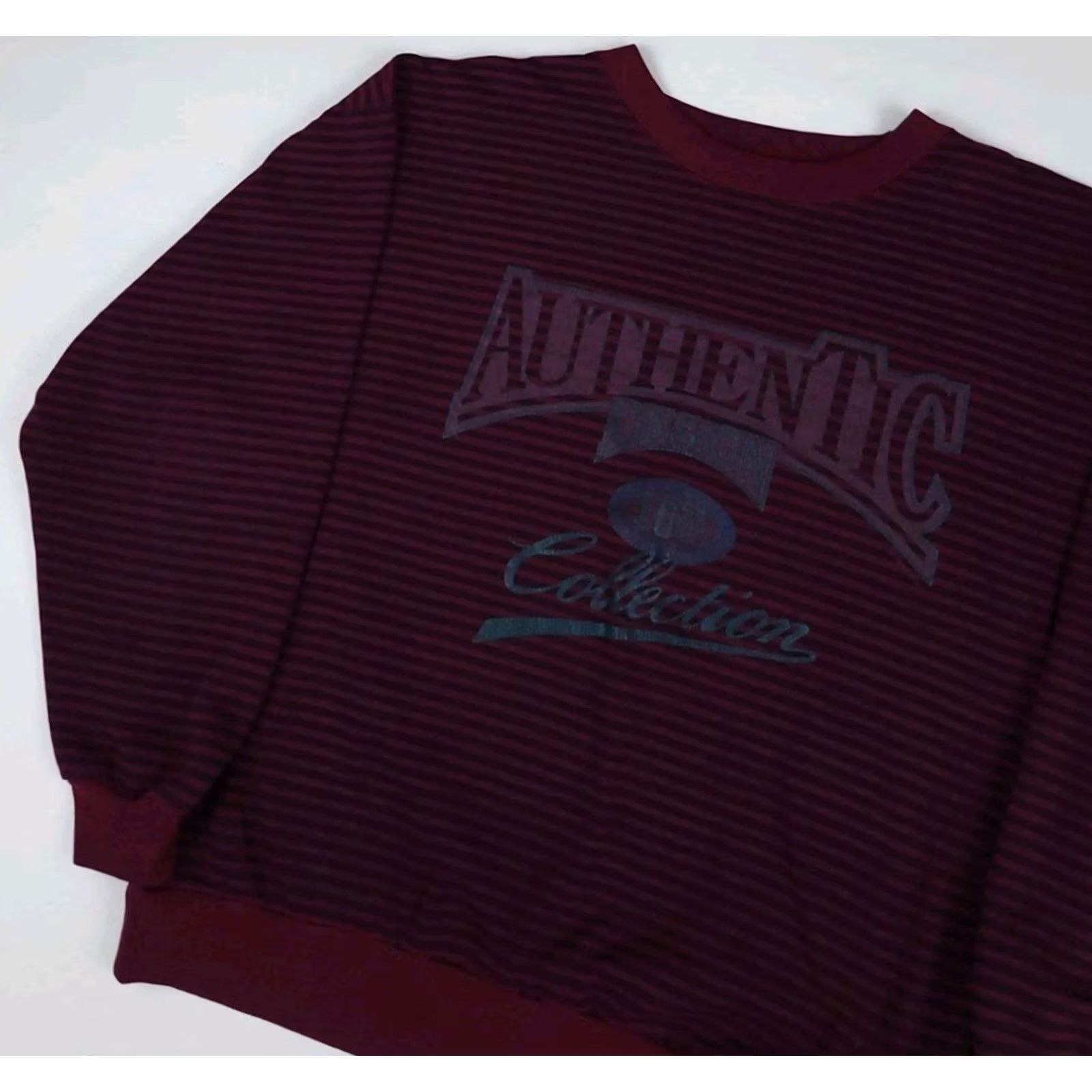 Vintage VINTAGE Shirt Mens L Red IOU Authentic Collection Print Striped Sweatshirt Vtg 90s USA Size US L / EU 52-54 / 3 - 2 Thumbnail