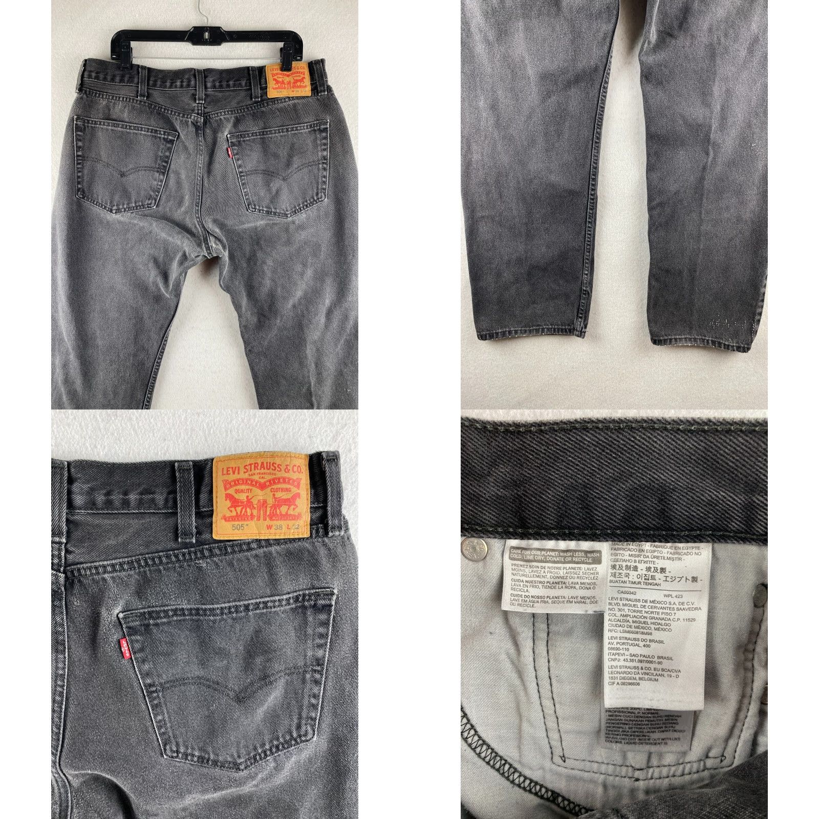 Levi's Levi's 505 Jeans Mens 38 Black Dark Wash Distressed Denim Mid-Rise Pockets Size US 38 / EU 54 - 10 Thumbnail