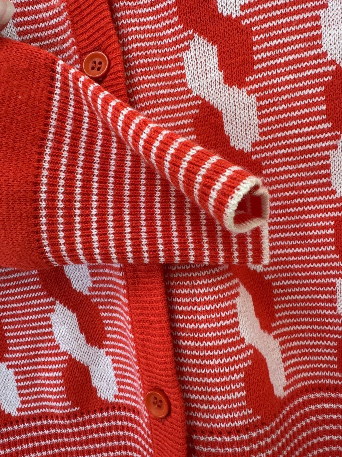 Vintage Albee women’s vintage 70s red white bowling cardigan sweater Size S / US 4 / IT 40 - 6 Thumbnail