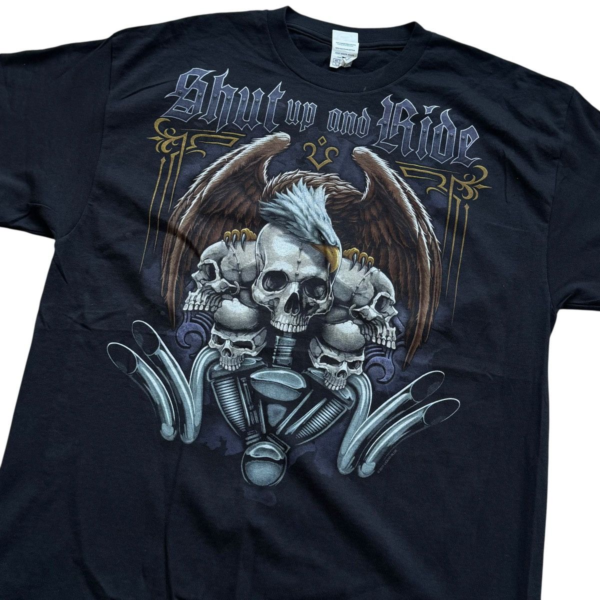 Vintage y2k biker shut up and ride eagle skull graphic t shirt Size US XL / EU 56 / 4 - 2 Thumbnail