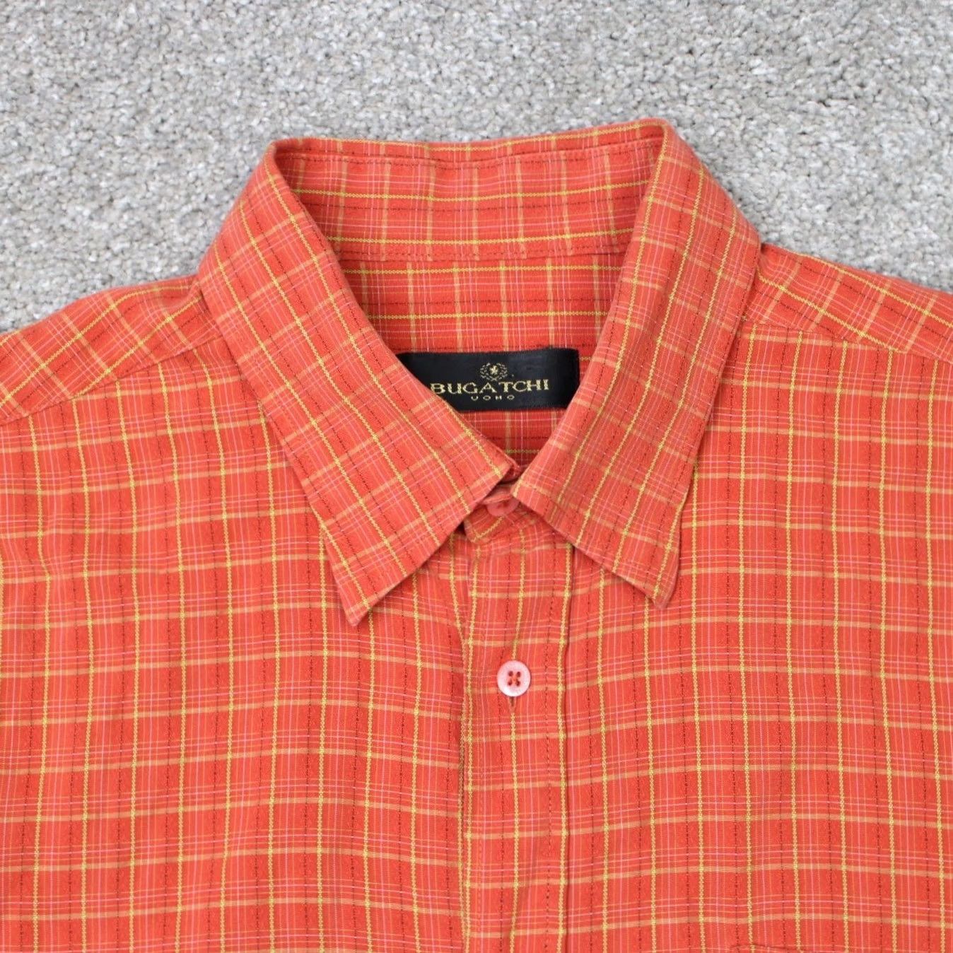 BUGATCHI Bugatchi Uomo Shirt Mens XL Orange Modal Rayon Short Sleeve Button-Down Size US XL / EU 56 / 4 - 4 Thumbnail