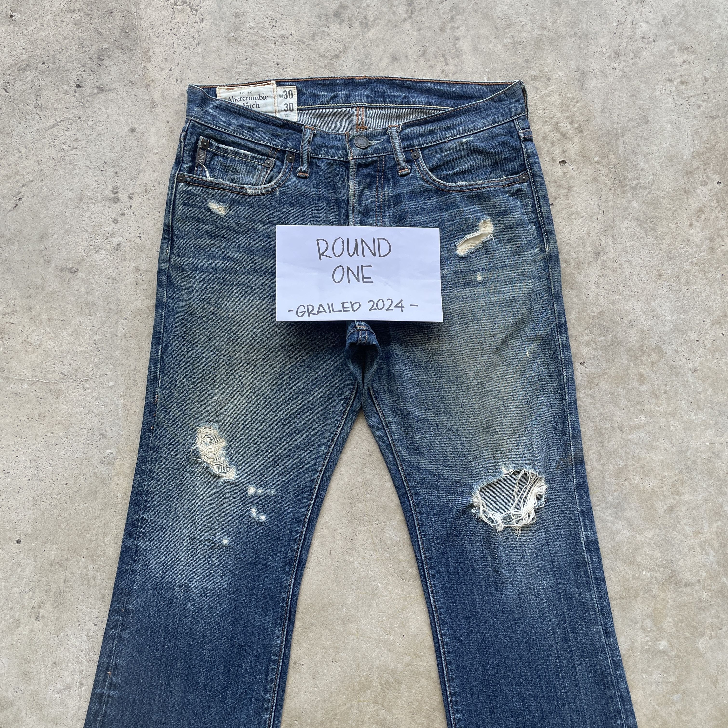 Abercrombie & Fitch W32 VINTAGE A&F DISTRESSED FLARE JEANS BOOTCUT DENIM PANTS Size US 32 / EU 48 - 3 Thumbnail
