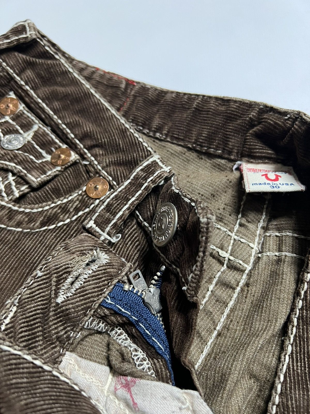 True Religion Vintage Y2k True Religion Brown🤎 Velvet Denim Jeans Rare 90s Size 30" / US 8 / IT 44 - 14 Thumbnail