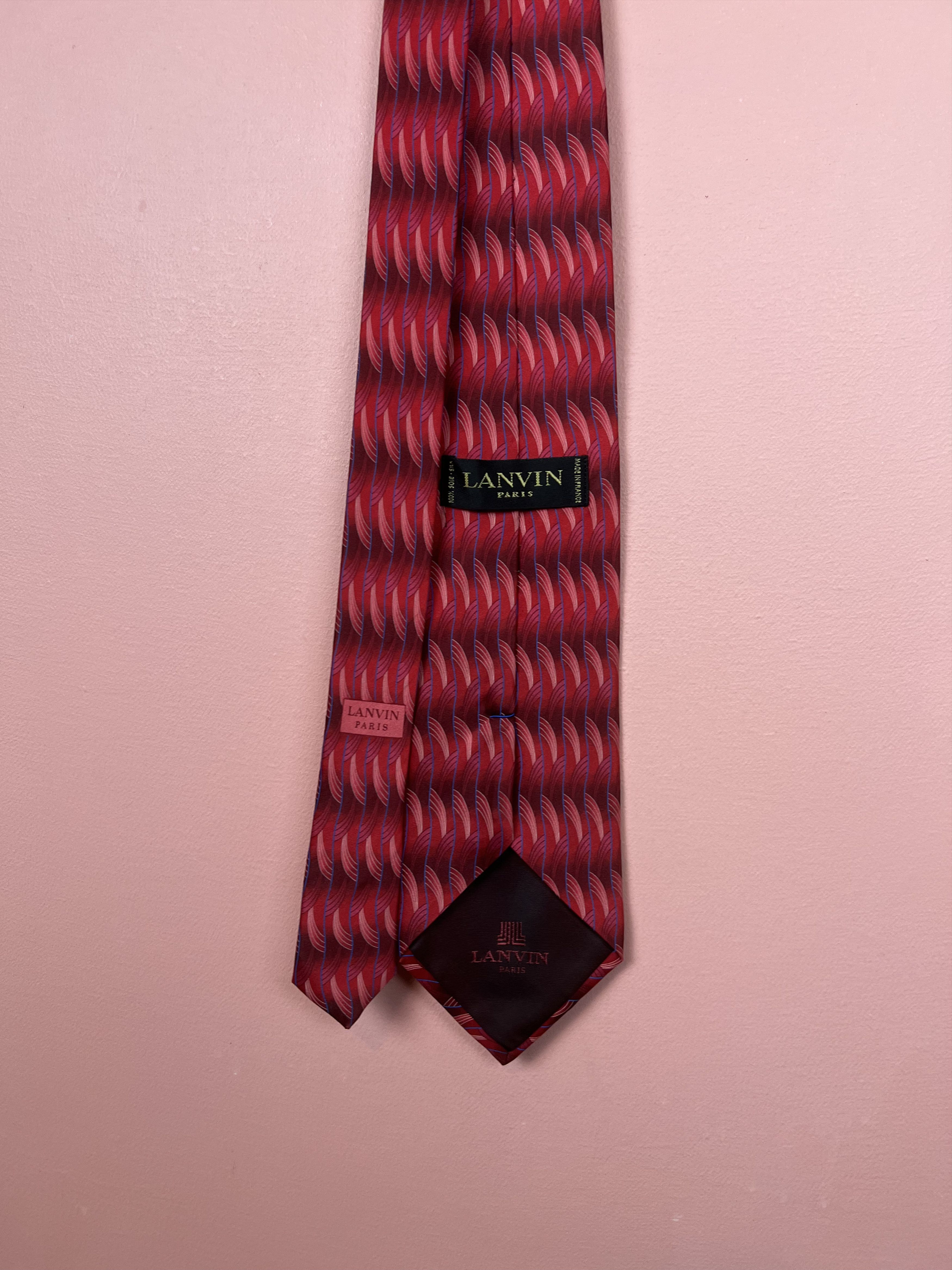 Lanvin Lanvin tie silk luxury vintage red Size ONE SIZE - 3 Thumbnail