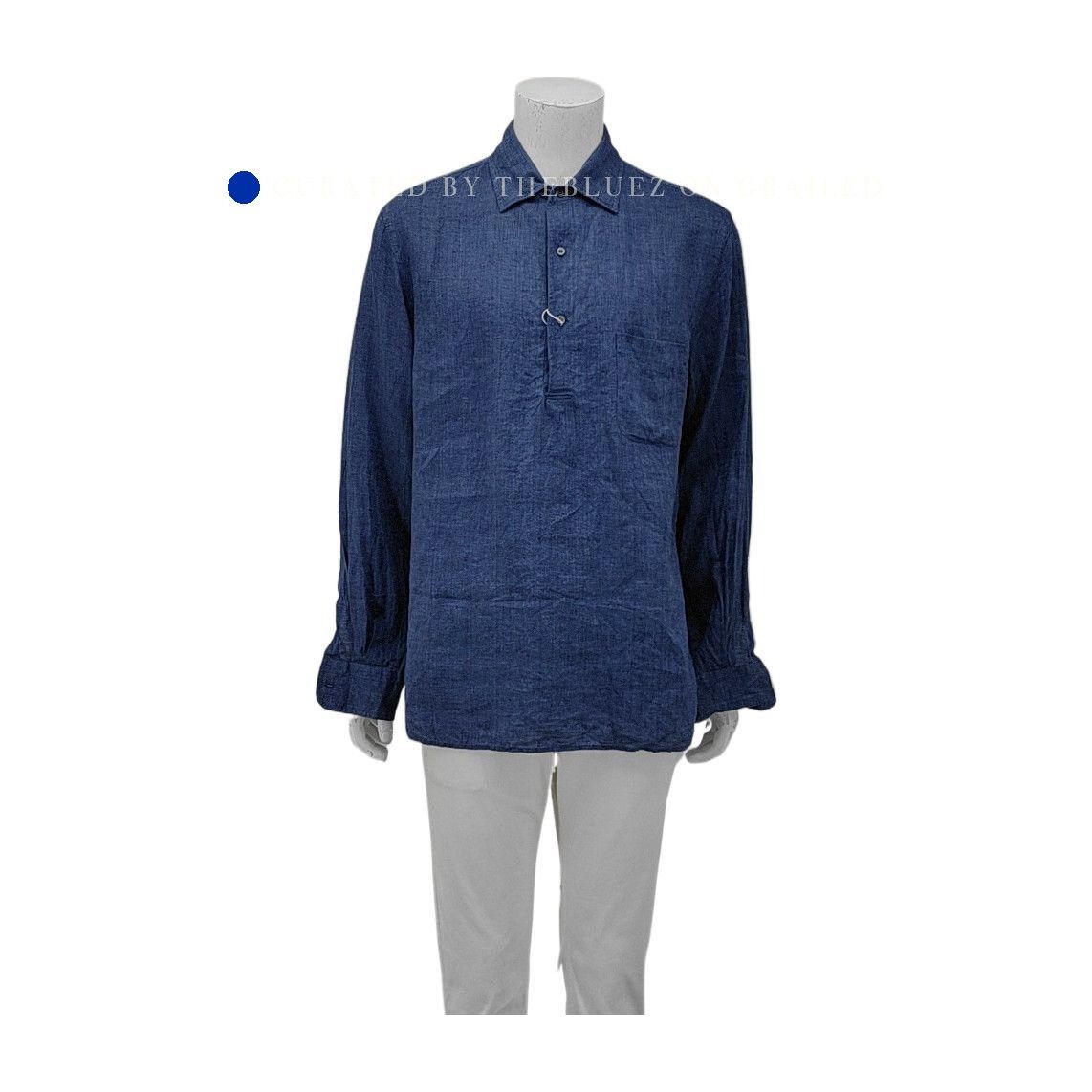 Loro Piana Elegant Linen Pullover Shirt in Blue Size US XL / EU 56 / 4 - 1 Thumbnail