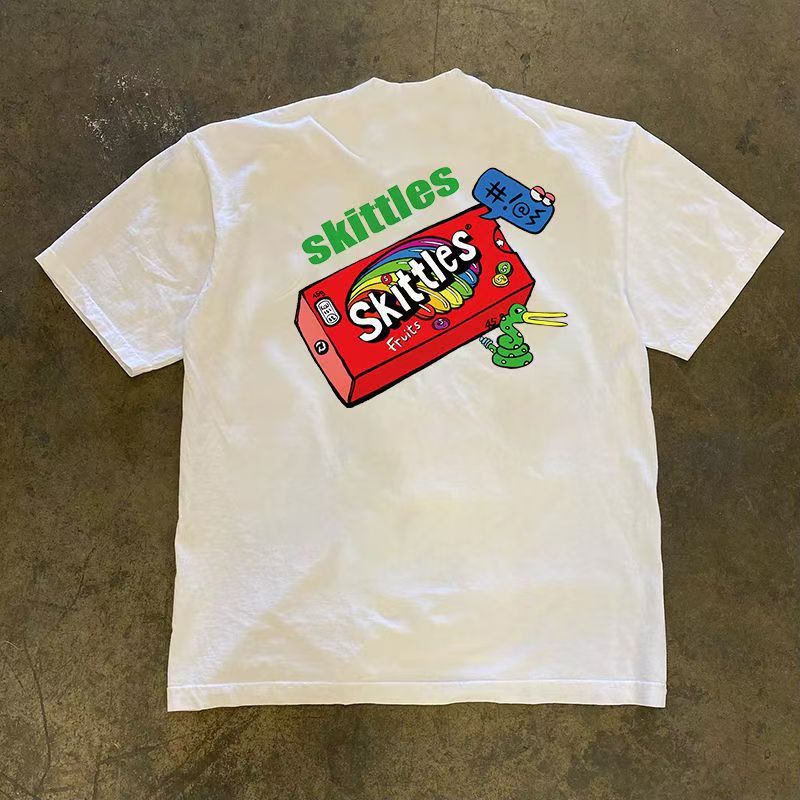 Japanese Brand × Vintage White casual retro Skittles print cotton t-shirt Size US M / EU 48-50 / 2 - 1 Thumbnail
