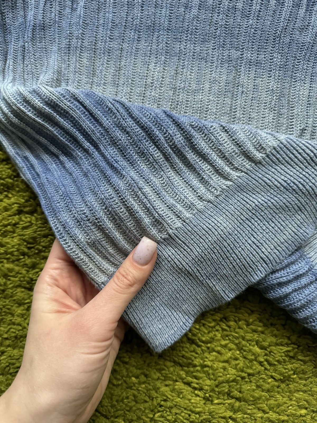 Armani × Armani Exchange × Vintage Armani Exchange Y2K washed graphite blue ribbed sweater Size US M / EU 48-50 / 2 - 4 Thumbnail