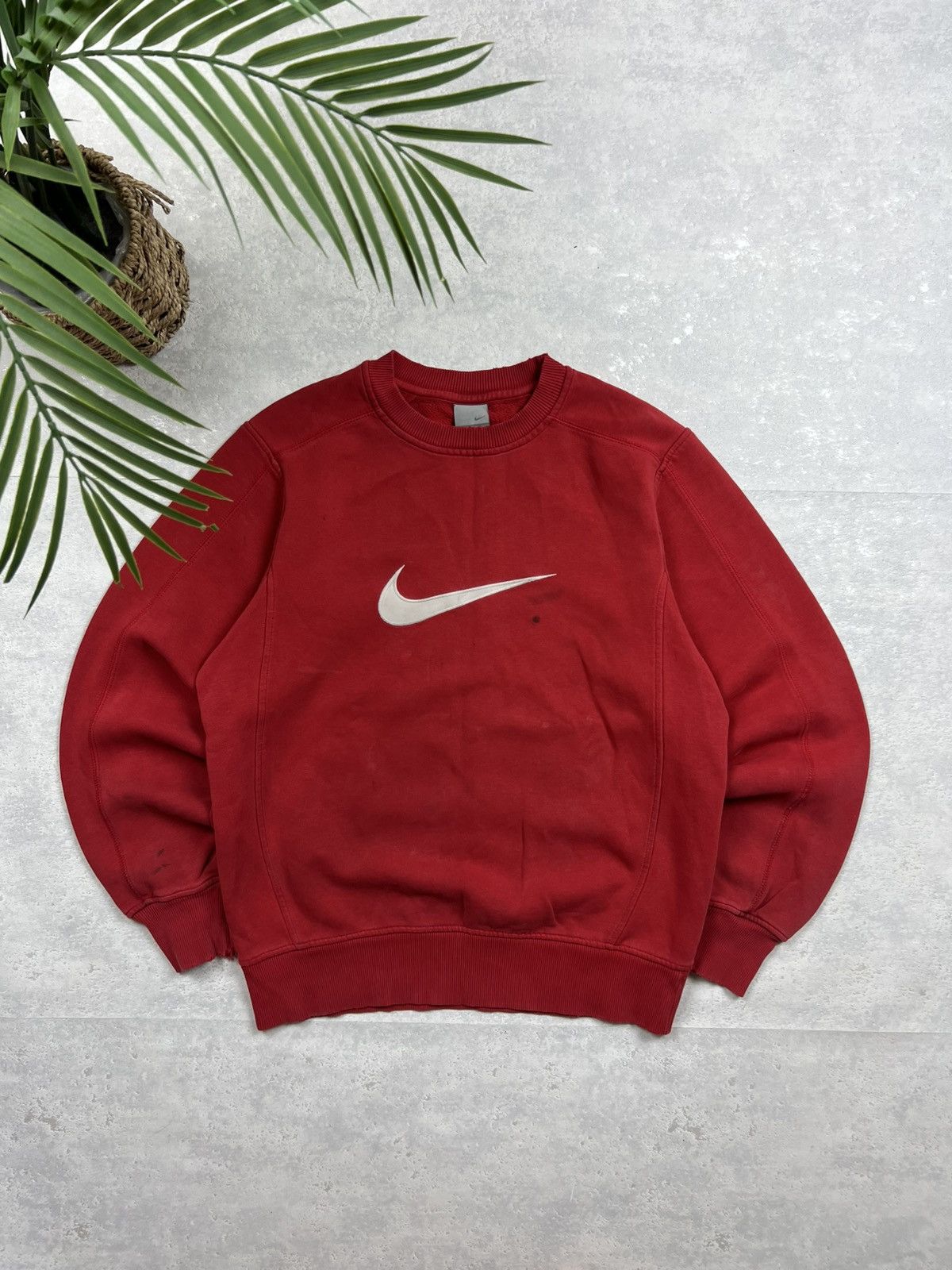 Nike 90s Nike Big Central Swoosh Vintage Y2K Trashed Sweatshirt Size US S / EU 44-46 / 1 - 1 Thumbnail